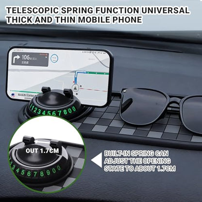Panmall Multi Functional Anti-Slip Car Phone Mat with 360° Rotating Phone Holder, Car Dash Non Slip Mat Cell Phone Holder, for Phones, Sunglasses, and Daily Essentials-Black