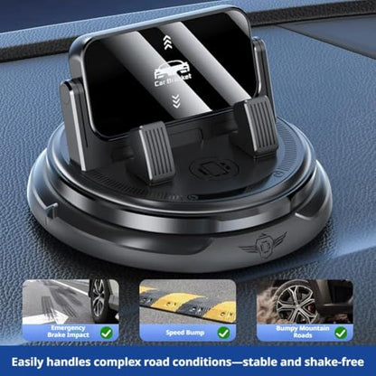 360 Degree Rotation Dashboard Phone Holder,Dashboard Navigation Bracket,Non-Slip & One-Hand Operation Car Cell Phone Mount with Cable Clip,Hide Number Design,Universal for Most Cars (Black)