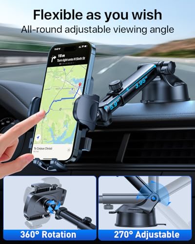 HTU Car Phone Holder【2026 Upgraded 100+LBS Suction & Safety Cert】 Cell Phone Car Mount for Truck Heavy Duty Phone Holder for Dashboard/Windshield/Vent for iPhone 17 16 Pro Max, Purple - color: Purple