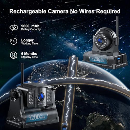 Fookoo Magnetic Wireless Backup Camera: HD 1080P 10" Monitor, 1-Min Install - color: Arctic Black, size: 10 inches 3-Camera