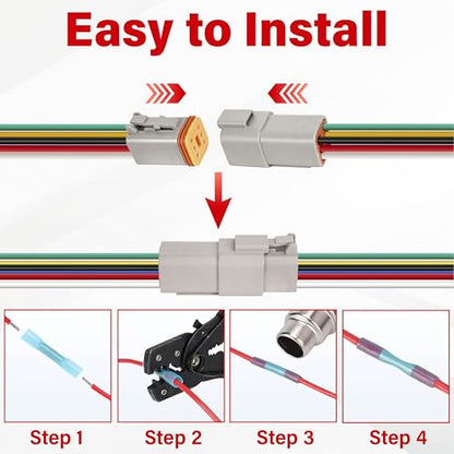 Deutsch DT 6 Pin Grey Male Female Wiring Harness Connector 6 Kits, 16 AWG - color: 6 Sets-Grey, size: 6Pin