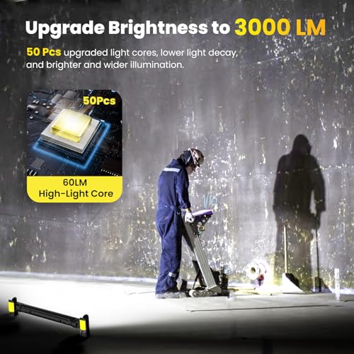 3000LM Rechargeable LED Underhood Work Light, 【Auto On/Off】 Work Light