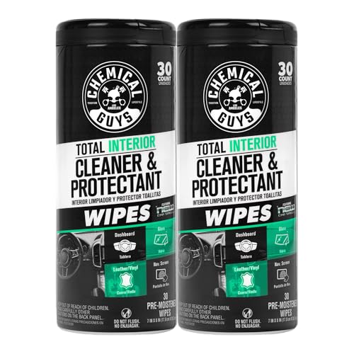 Chemical Guys, Total Interior New Car Smell Cleaner & Protect Wipes, 2 Pack - size: 2 Pack (60 Ct)