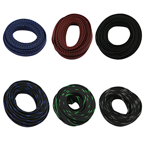 30ft PET Expandable Sleeving Wire Cable Sleeve (1/2", Blue&Black) - color: Blue&Black, size: 1/2"