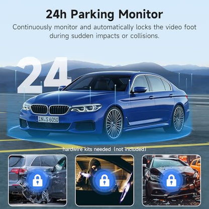4K Dash Cam Front and Rear with Wi-Fi GPS Free 128GB Card, Dash Camera for Cars with HDR&WDR Night Vision, Car Camera with 3" Touch Screen, 170° Wide Angle, Loop Recording, 24H Parking Mode - style: dash cam with 128GB card