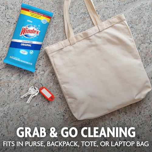 Windex Wipes Glass Cleaning, Pre-Moistened Glass and Surface Wipes to Clean Home Surfaces, Household Essentials, Original Scent, 38 Count (Pack of 12) - size: 38 Count (Pack of 12)