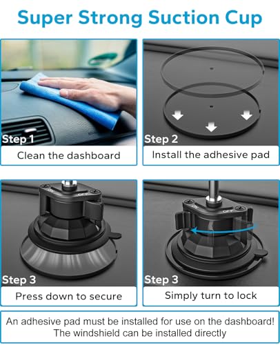 Heavy-Duty Dashboard Tablet Mount for Truck & Car, Wobble-Free Metal Arm