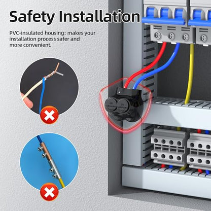 DaierTek Insulated Multi Tap Connector, 2/0-6 AWG Wire Connectors, 2 Ports Aluminum to Copper Wire Connectors with Slotted Allen Hex, Electrical Connectors, Wire Tap, Single-Sided Entry 5 Pack - size: 2/0-6 AWG-5PCS
