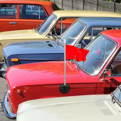 2 Pack Suction Cup Car Flag Pole Kit with Double Sided Red Flag, Adjustable 180° 1.5-5.25 ft Stainless Steel Telescopic Flagpole Holders, Strong Vehicle Mount for Trucks, Cars, Rvs, Boat - style: Red Flag