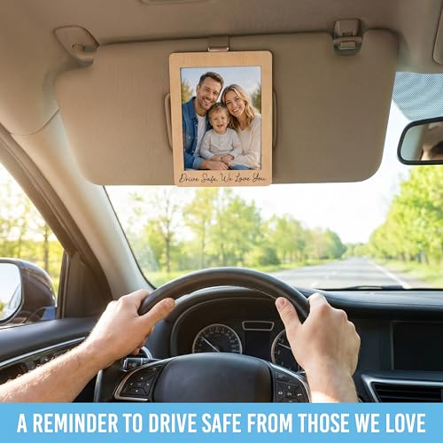 Hangwoous Car Visor Picture Frame, Drive Safe I Love You Visor Clip, Car Picture Holder, Drive Safe Car Visor Clip, Fathers Day Keepsake, Car Picture Frame, Cars Photo Holder - color: Drive Safe We Love You