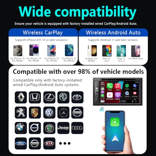 4‑in‑1 Wireless CarPlay Adapter, Convert Factory Wired CarPlay to Wireless CarPlay, Supports AirPlay & Android Screen Mirroring, Plug‑and‑Play, for Cars with Original Wired CarPlay - size: For Android
