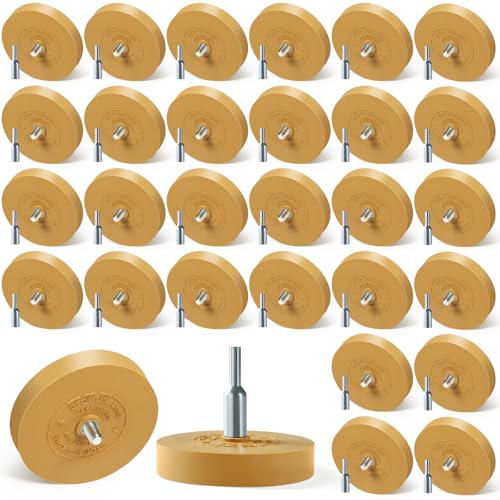 30 Pack Decal Remover Eraser Wheel Rubber Eraser Wheel for Drill Removes Car Stripes Vinyl Tapes and Graphics Rubber Eraser Wheel Tool Kit for Cars, RV, Motorcycles Sticker Remover Tool - size: 30 Pack Solid