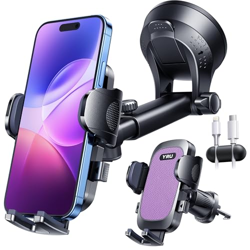 YRU True Military-Grade 360°Rotation Suction 2026 Ultimate Car Phone Holder - color: Purple