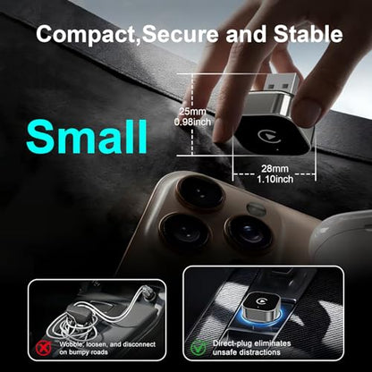 Wireless CarPlay Adapter & Android Auto Wired CarPlay to Wireless Device, 2-in-1 Mini T-Shaped for Car USB Plug and Play Auto Connect, No Delay for Apple iOS 10+, Android 11+ Version[2026 Upgrade] - color: Black