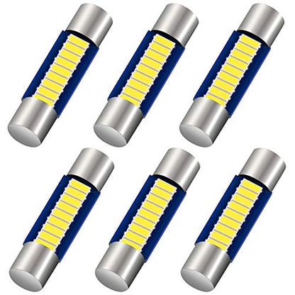 28mm 29mm Festoon LED Fuse Bulb, 9-SMD 6614F Sun Visor Vanity Mirror Light - size: 6PCS 29mm 9SMD