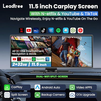 11.5 inch CarPlay Screen for Car, Built-in N-etflix/YouTube and Other apps