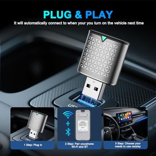 Wireless Carplay Adapter for iPhone, Bluetooth Car Play Dongle - color: Grey