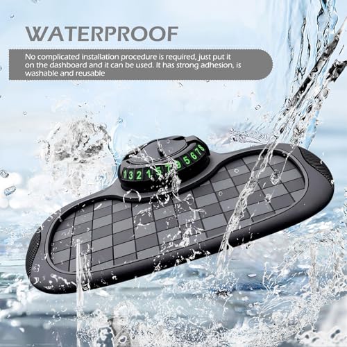 SLIMI 1 PC Multifunction Car Anti-slip Mat, Car Dashboard Phone Holder, Anti-slip Rubber Organizer Pad with Temporary Parking Numbe, Universal Dashboard Accessories, for Most Cars (Black #02)