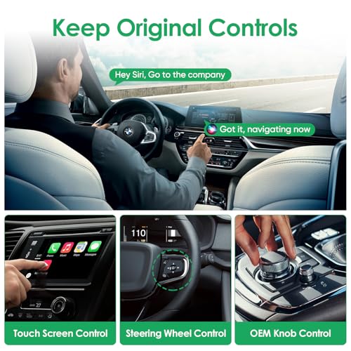 Wireless CarPlay Adapter, 2025 Upgraded Dual-Band (2.4GHz/5GHz) WiFi, Converts Wired to Wireless CarPlay, More Stable & Auto-Connect, Plug & Play for OEM Wired CarPlay Cars & iPhone iOS 10+ (Black).