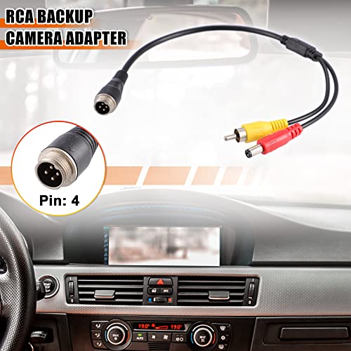 X AUTOHAUX 2pcs Car Camera Adapter 4 Pin to RCA Adapter M12 4-Pin Male to RCA AV DC Male Connector Wire Monitor Video Cable Adapter