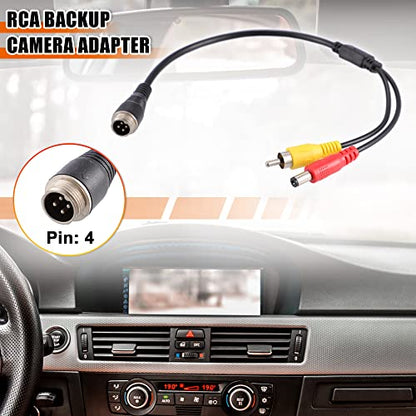 X AUTOHAUX 2pcs Car Camera Adapter 4 Pin to RCA Adapter M12 4-Pin Male to RCA AV DC Male Connector Wire Monitor Video Cable Adapter