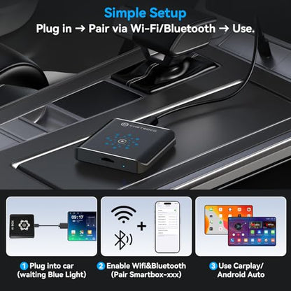 Magic CarPlay AI Box, Wireless CarPlay & Android Auto Adapter with Netflix/YouTube/TikTok, Plug & Play, Car Play Wireless Adapter Compatible with iPhone 7+/iOS 10+ & Android 11+ - color: Ink Black