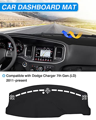 CARTIST Dash Cover Custom Fit for Dodge Charger 2011-2023 Accessories Dashboard Cover Mat Non-Slip Pad Carpet Anti-Glare - color: 57.48*22.05(Dodge Charger 11-23)
