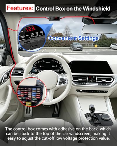 Dash Cam Hardwire Kit USB-C with LED Screen, 12V-30V to 5V 3A 4m/13.12ft Hardwire Kit Adjustable Low Voltage Protection 24H Parking Monitoring Hardwire Power Cable with 8 Fuse Adapter