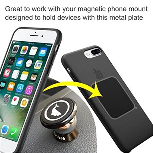 SALEX Replacement Metal Plates Set 4 Pack for Magnetic Car Phone Holders, Wall, Air Vent Mounts, Cases, Magnets. Kit of 2 Black Round and 2 Rectangular Iron Discs Without Holes. 3M Adhesive Backing. - color: Mix / 4 Pack