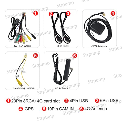 Universal Car Stereo Radio Accessories Set RCA with 4G Sim Card Slot USB Cables CAM in Adapter Mic Cable Wire Adapter Audio Video GPS 4G Antenna for Aftermarket Android Radio with 16Pin - style: 4G RCA Radio Accessories Set