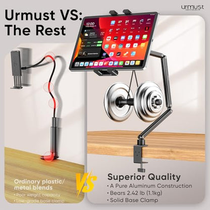 Urmust Portable Monitor Stand 15.6", iPad Stand for Desk - size: 3 Arm Pro-Up to 18.5" Black