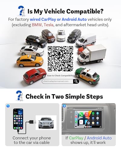 Ottocast Mini Core Latest Version, 2 in 1 Wireless CarPlay Adapter & Android Auto Adapter, Plug & Play One-Button Device Switching WiFi 6 & Bluetooth 5.4 Auto-Connect Dongle for OEM Wired Cars 2016+