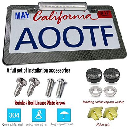 AOOTF License Plate Frame with Light Bar Assembly, Waterproof White - color: Carbon