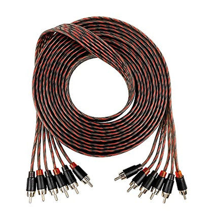 Alphasonik 17 Feet Premium 6 Channel Hyper-Flex RCA Interconnect Signal Patch Audio Cable with X-Radial Twist Wire Technology 100% Oxygen Free Copper Element Certified Multiple Applications FLEX-R66