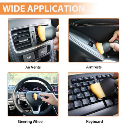 Car Interior Detailing Brush Cleaning Kit, Soft Bristle Dusting Brush, Wire Brush Set, Car Cleaning Gel, Car Accessories Essentials Supplies Tools for Auto,Truck,SUV,RV（6PCS ）