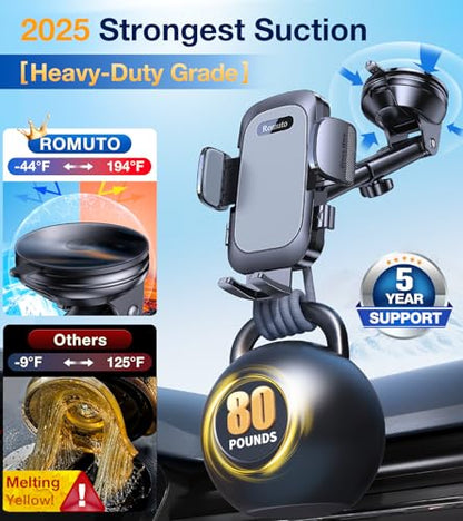 Romuto Phone Holders for Your Car Phone Holder Mount【90+LBS Suction Cup】 - color: Gray