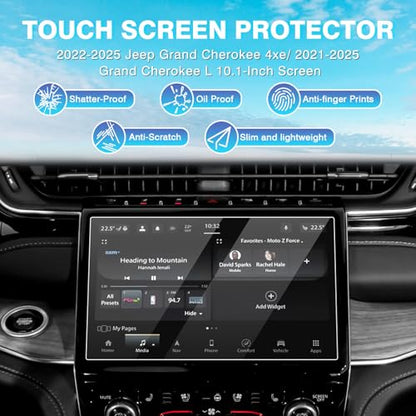 Karltys[Upgrade 2 Pack Screen Protector for 2025-2022 Jeep Grand Cherokee L/4xe 10.1-Inch [No Glare & Fingerprint] Screen Tempered Glass 2025-2022 Jeep Grand Cherokee Accessories(Not for 8.4 Inch) - size: 10.1"Jeep Grand Cherokee L/4xe 2025-2022