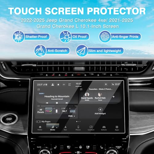 Karltys[Upgrade 2 Pack Screen Protector for 2025-2022 Jeep Grand Cherokee L/4xe 10.1-Inch [No Glare & Fingerprint] Screen Tempered Glass 2025-2022 Jeep Grand Cherokee Accessories(Not for 8.4 Inch) - size: 10.1"Jeep Grand Cherokee L/4xe 2025-2022