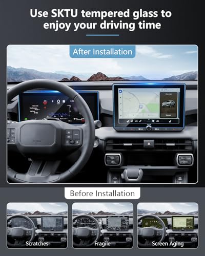 SKTU (2Pcs) 2026 RAV4 Screen Protector for 2026+ Toyota RAV4 (LE/SE/XLE Premium/Woodland) 10.5-Inch Infotainment & 12.3-Inch Instrument Cluster Screen Toyota RAV4 2026 Accessories 2026 RAV4 Tempered Glass Screen Protective Film [9H Hardness, Ultra HD, Ant