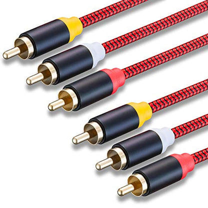 Audio Video RCA Cable 3Ft,3RCA Male to 3RCA Male 24K Gold Plated Composite AV Cable Compatible with Set-Top Box,Speaker,Amplifier,DVD Player and More(3Ft/1M) - size: 3Ft/1M