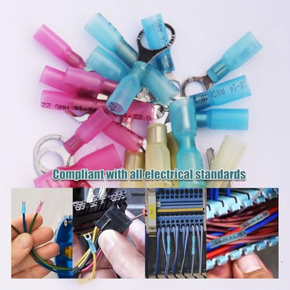 100pcs Pink Heat Shrink Female Spade Connectors,AWG22-16 Gauge Insulated Electrical Crimp Wire Terminals - color: Pink, size: female quick disconnects