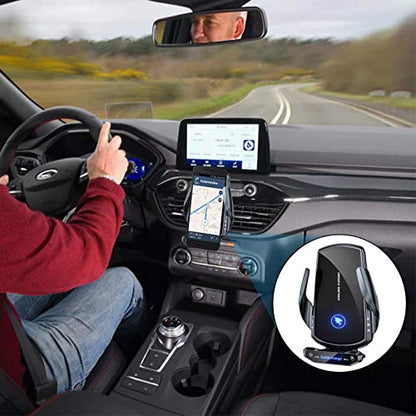 Wireless Car Charger Mount Automotive Electric Induction 15W Fast Charging Auto Clamping Car Phone Holder Mount Wireless Charging Mount Air Vent Phone Holde Compatible with All Android (Black) - color: Black