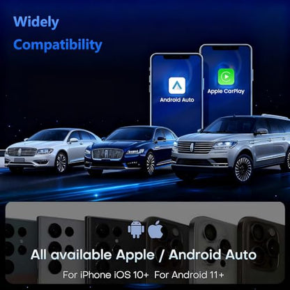 2026 Upgrade Wireless CarPlay Adapter & Android Auto, 2-in-1 CarPlay Adapter Convert Wired to Wireless, Mini Size with USB A & USB-C Extension Cable, Plug & Play, Stable Connection & No Delay (Black) - color: Black