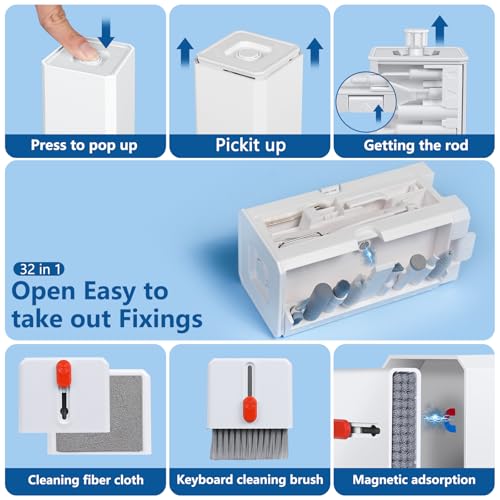 Inesore 32 in 1 Phone Cleaning Kit for iPhone AirPods MacBook Earbuds-Black - color: Black