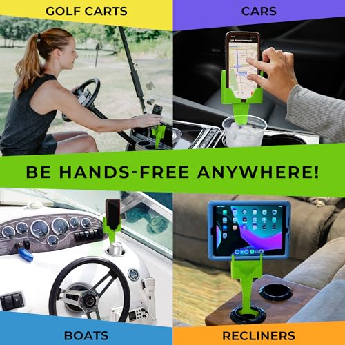 Cup Holder Phone Holder Mount for Car - Universal Adjustable Expander Cradle Hands-Free Driving - Compatible with All Smartphones Car Mount for iPhone Samsung Google Android Mobile Accessories Green - color: Lime Green