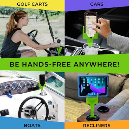 Cup Holder Phone Holder Mount for Car - Universal Adjustable Expander Cradle Hands-Free Driving - Compatible with All Smartphones Car Mount for iPhone Samsung Google Android Mobile Accessories Green - color: Lime Green