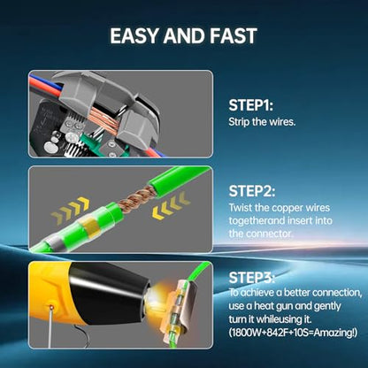 310PCS Solder Seal Wire Connectors Kit with Heat Air Gun, Heat Shrink Solder Butt Connectors Waterproof Electrical Terminals for Automotive Marine Boat RV Wiring Repair - style: 310PCS