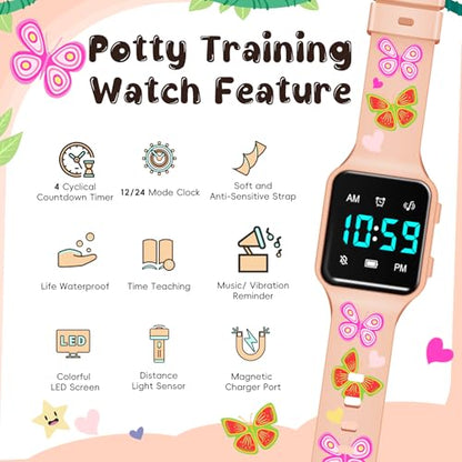 BEN NEVIS Potty Training Watch, Digital Toddler Watch with Countdown/Music/Alarm Clocks/Vibration Reminder and Waterproof, Remind Toddler to Go to The Toilet - color: 26-Apricot-HuDie