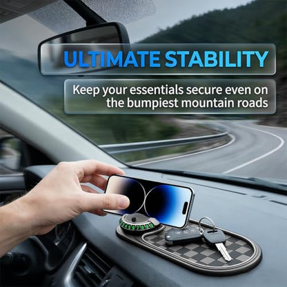 HZEL Car Dash Anti-Slip Pad, 3 in 1 Rotating Vehicle Dashboard Mat with Temporary Parking Number, Anti-Shake Auto Phone Sunglasses Keys Holder Organizer Pad, Universal Fit (Black/Gray) - color: Black/Gray