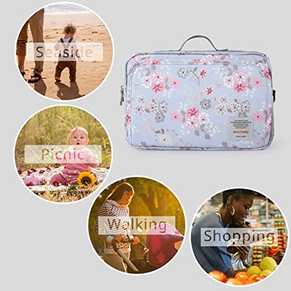 GOGOSO Baby Stroller Organizer Bag with Insulated Pocket, Universal Fit Most Strollers, Space for Diapers, Wipes & Toys, Flowers - color: flower
